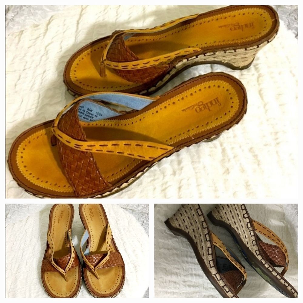 Indigo by Clark’s Leather Wedge Sandals Size 9.5M